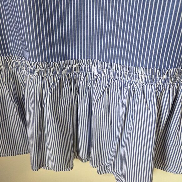 NEVER WORN TIME AND TRU PINSTRIPE SLEEVELESS COTTON RUFFLED TOP SIZE L - Picture 5 of 15